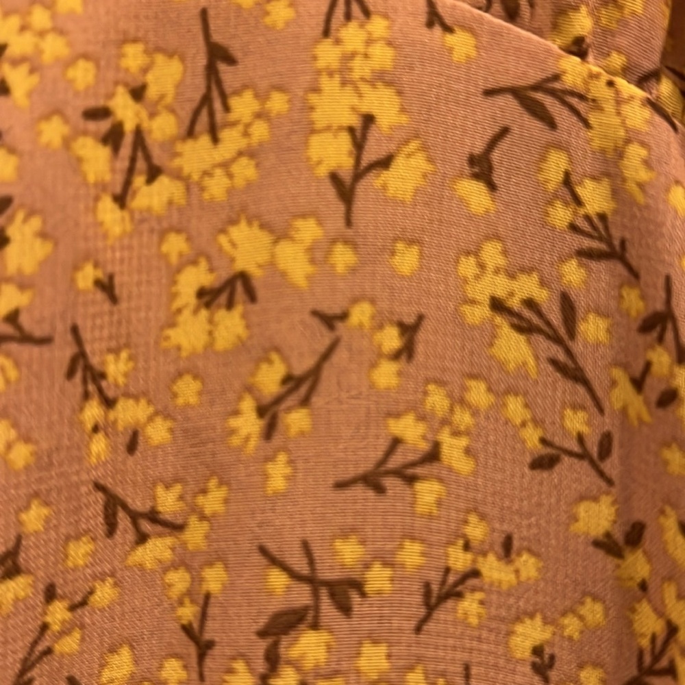 Muted Yellow Floral Flowy Dress